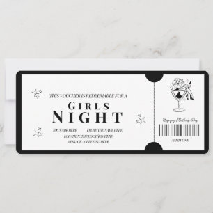 Invitation Bon de nuit pour filles minimaliste en gras