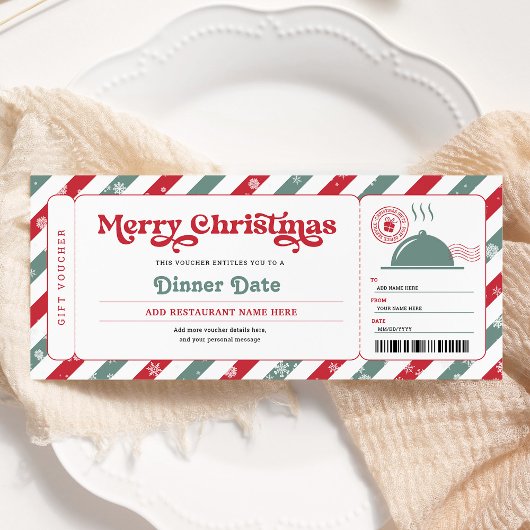 Invitation Bon de Restaurant Soirée de Rendez-vous de Noël