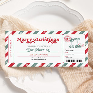 Invitation Bon de voucher de Noël pour piercing d'oreille