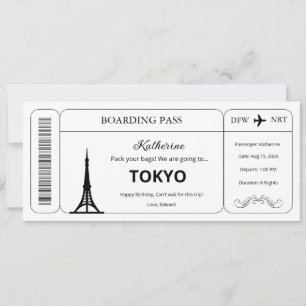 Invitation Bon de voucher personnalisé, Billet d'embarquement