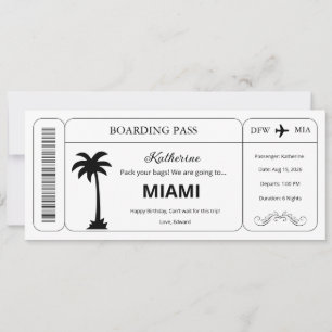 Invitation Bon de voucher personnalisé, Billet d'embarquement