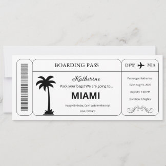 Invitation Bon de voucher personnalisé, Billet d'embarquement
