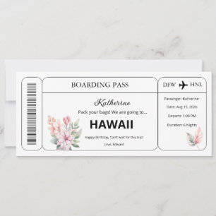 Invitation Bon de voucher personnalisé, Billet d'embarquement