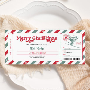 Invitation Bon de voucher pour un séjour de ski à Noël