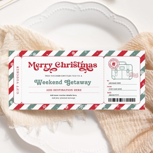 Invitation Bon de voucher pour un week-end de Noël