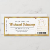 Invitation Bon de voyage cadeau or séjour de week-end (Devant)