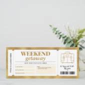 Invitation Bon de Voyage Cadeau Weekend Séjour Voyage Or (Debout devant)