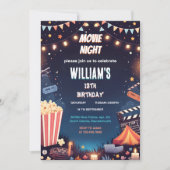Invitation bon garçon Camping Popcorn Film Nuit 13e anniversa (Devant)
