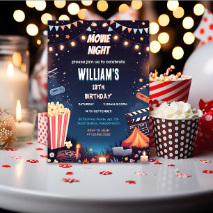 Invitation bon garçon Camping Popcorn Film Nuit 13e anniversa
