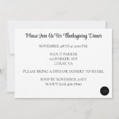 Invitation Bon thanksgiving avec Feuilles, Citrouilles et Tur (Dos)