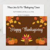 Invitation Bon thanksgiving avec Feuilles, Citrouilles et Tur (Devant / Derrière)