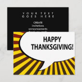 Invitation BON THANKSGIVING ! bulle comique (Devant / Derrière)