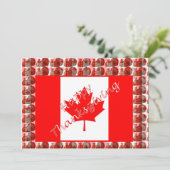 Invitation Bon thanksgiving Canada avec drapeau et dinde (Debout devant)