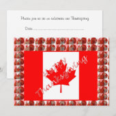 Invitation Bon thanksgiving Canada avec drapeau et dinde (Devant / Derrière)