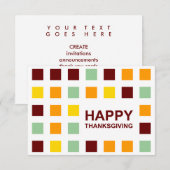 Invitation bon thanksgiving (carrés de mod) (Devant / Derrière)