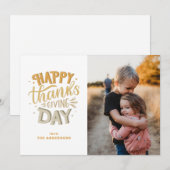 Invitation Bon thanksgiving Day. Belle lettrage orange de chu (Devant / Derrière)