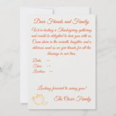 Invitation Bon thanksgiving dîner chouette chouette (Dos)