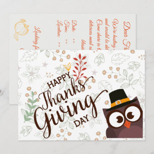 Invitation Bon thanksgiving dîner chouette chouette