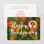 Invitation Bon thanksgiving (feux de chute de bokeh) (Devant / Derrière)