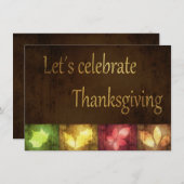 Invitation Bon thanksgiving Grunge Feuilles (Devant / Derrière)