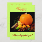 Invitation Bon thanksgiving IV avec le citrouille et le fruit (Devant / Derrière)