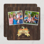 Invitation Bon thanksgiving photo en bois Citrouille automne (Devant / Derrière)