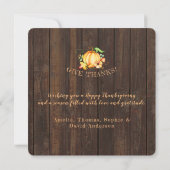 Invitation Bon thanksgiving photo en bois Citrouille automne (Dos)
