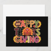 Invitation Bon thanksgiving Turquie Drôle saison Citrouille (Devant / Derrière)