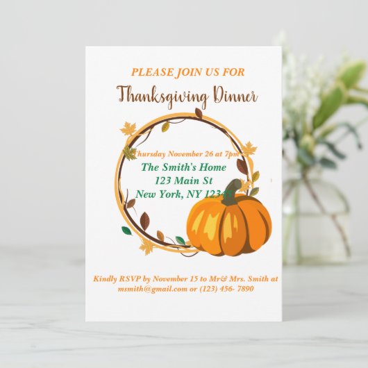 Invitation bon thanksgiving Wreath (Debout devant)