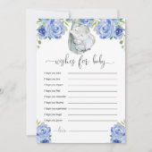Invitation Bon voeux pour bébé garçon bleu éléphant floral (Devant)