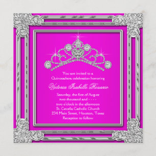 Invitation Bonbon 15 Quinceanera à diadème de roses indien