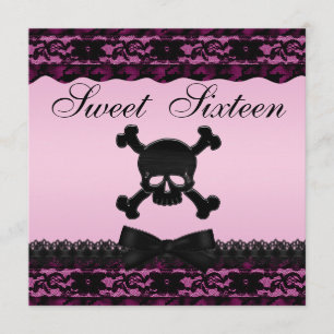 Invitation Bonbon 16 à rose de dentelle imprimé par noir