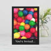 Invitation Bonbon à boule de gomme colorée (Debout devant)