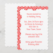 Invitation Bonbon à la menthe Fête de Noël (Devant / Derrière)