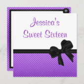 Invitation Bonbon arc noir blanc pourpre de 16 anniversaires (Devant / Derrière)