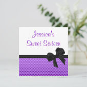 Invitation Bonbon arc noir blanc pourpre de 16 anniversaires (Debout devant)