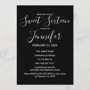 Invitation Bonbon blanc noir minimal simple 16 à typographie