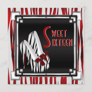 Invitation Bonbon blanc noir rouge cintré 16 à talon stylet