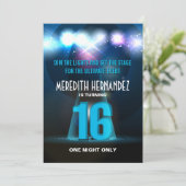 Invitation Bonbon bleu 16 à étoile de projecteur (Debout devant)