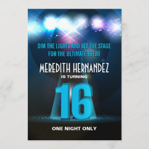 Invitation Bonbon bleu 16 à étoile de projecteur