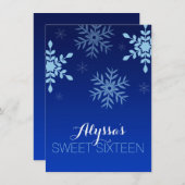 Invitation Bonbon bleu 16 à flocons de neige du pays des (Devant / Derrière)