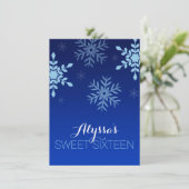 Invitation Bonbon bleu 16 à flocons de neige du pays des (Debout devant)
