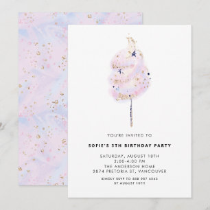 Invitation Bonbon de coton rose avec étincelle d'or fête d'an
