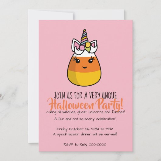 Invitation Bonbon de Maïs Licorne ~ la Licornbonbo (Devant)