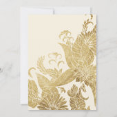 Invitation Bonbon floral 16 à feuille d'or ene ivoire chic (Dos)