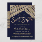 Invitation Bonbon géométrique 16 à rayures de paillette de (Devant / Derrière)