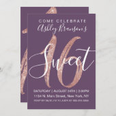 Invitation Bonbon Girly 16 à parties scintillantes de (Devant / Derrière)