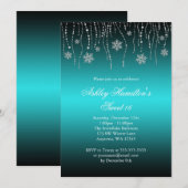 Invitation Bonbon noir turquoise à flocons de neige le pays (Devant / Derrière)