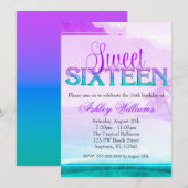 Invitation Bonbon pourpre 16 à Aqua d'étincelle tropicale (Devant / Derrière)