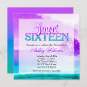 Invitation Bonbon pourpre 16 à Aqua d'étincelle tropicale (Devant / Derrière)